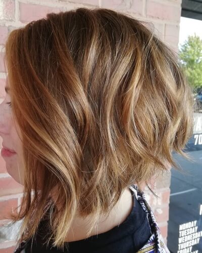 A-line Wavy Bob Haircut with Babylights