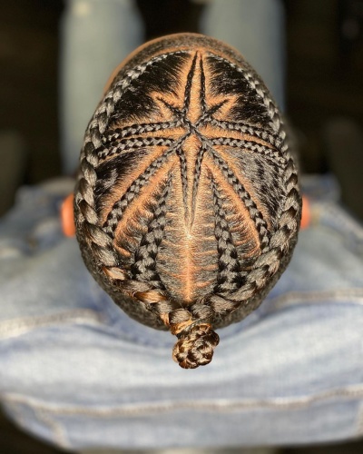 Androgynous Top Knot Crown Braid Cornrows with Undercut 