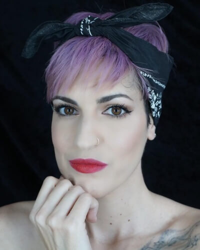 Bandana Pin Up Hairstyle with Pixie Cut