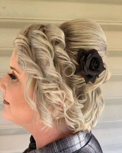 Curled Bouffant Short Hairstyle for Weddings