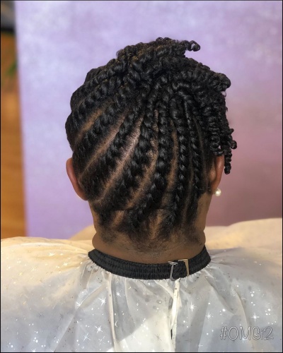 Flat Twist Updo Hairstyle for Kinky Hair