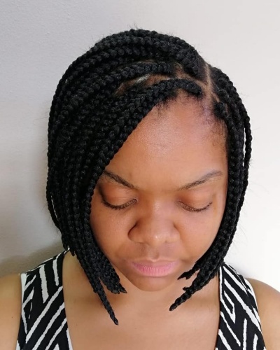 Inverted Concave Box Braids Bob Hairstyle