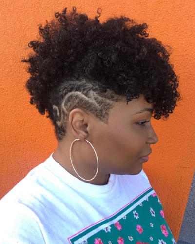 Kinky Faux Hawk with Undercut Design Hairstyle
