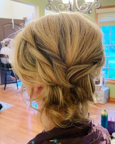 Loosely Twisted and Pinned Side Chignon Short Updo Hairstyle