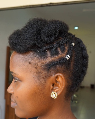 Roll and Tuck Short Kinky Updo Hairstyle