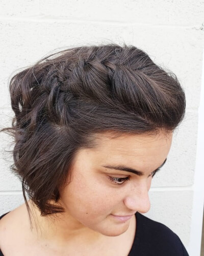Side Parted Messy Faux Hawk Half Up Braid Hairstyle