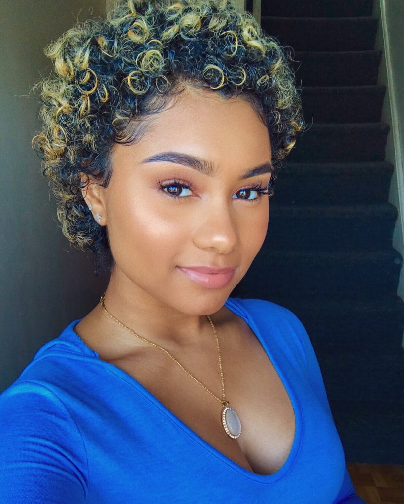 Short Curly Hairstyle with Blonde Tips