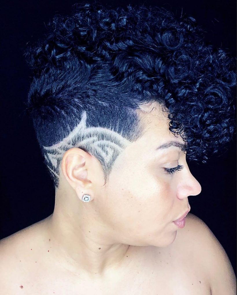 Undercut Design with Curly Faux Hawk Cut for Round Faces