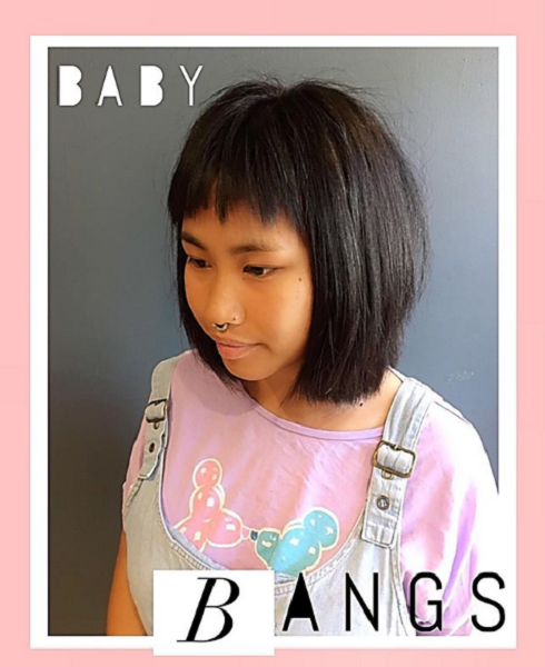 Sleek Bob Haircut with Baby Bangs 
