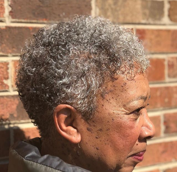 Afro Short Hairstyle for Older Women