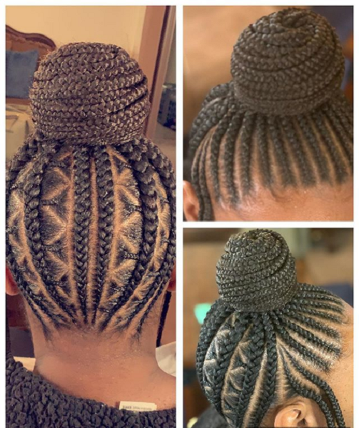 Braided Top Knot Hairstyle for Black Women