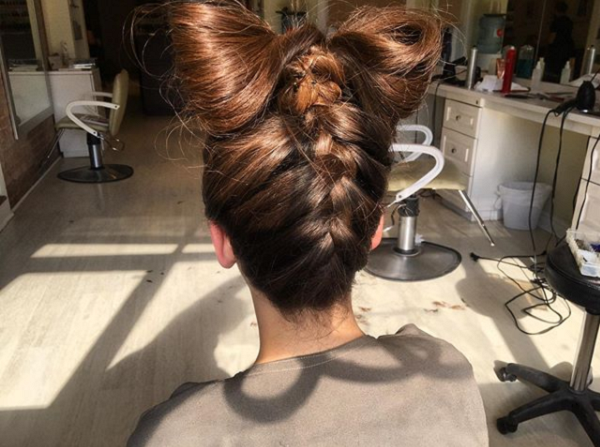 Braided Updo with Bow on Top