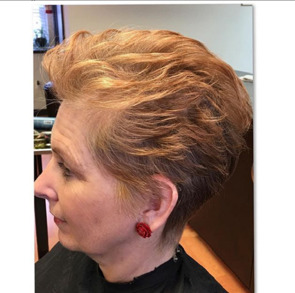 Colored Pixie Haircut for Older Women