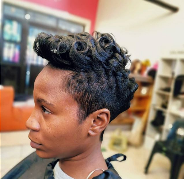 Curly High Rise Pixie with Short Sides for Black Women