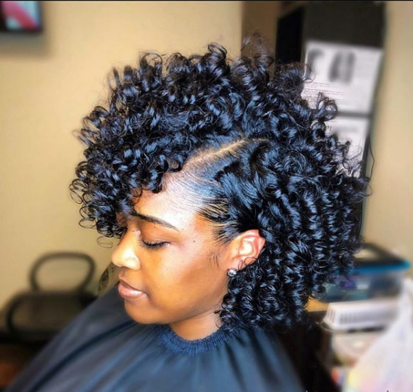 Curly Side-Parted Bob Hairstyle for Black Women