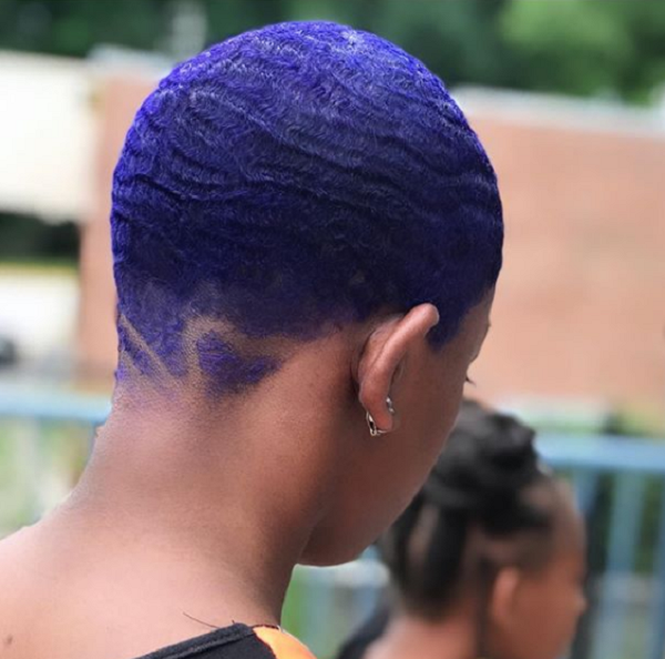 Extra Short & Purple Hairstyle with Wavers for Black Women