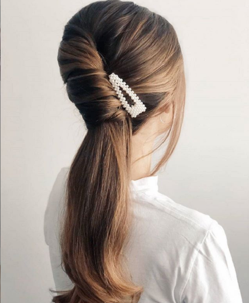 French Twist Ponytail with Accessory Updos for Medium Hair