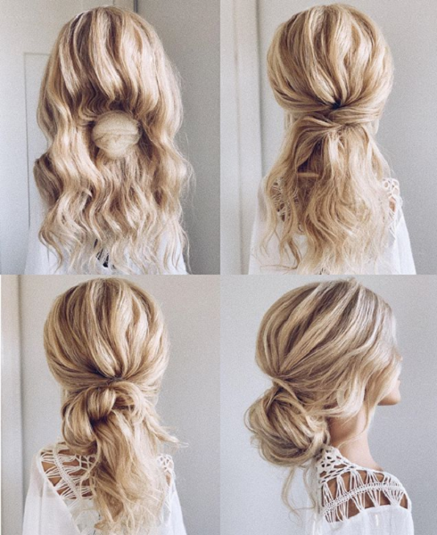 Knotted Low Boho Bun Updos for Medium Hair