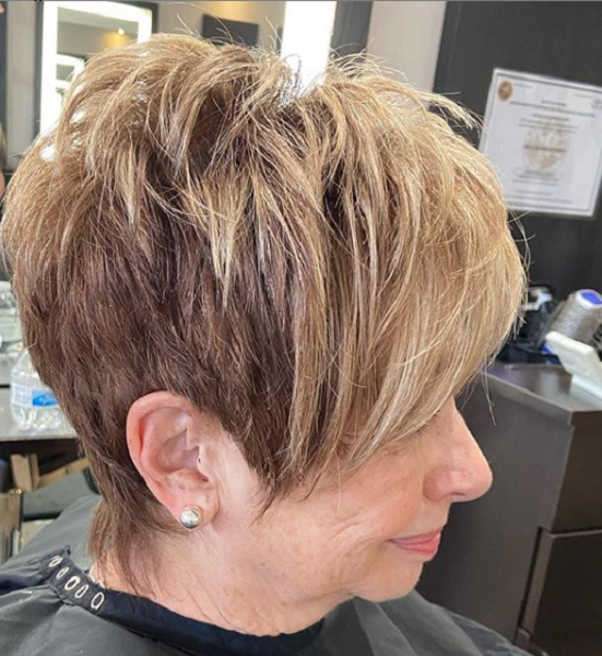Layered Pixie Haircut for Older Women