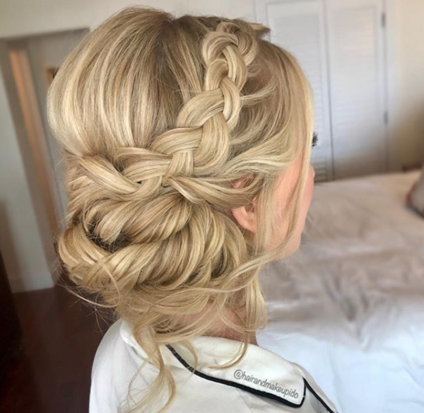 Low Bun with Braid on Top