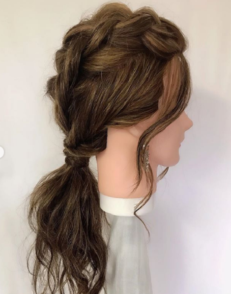Messy Pony Tail with Braid on Top