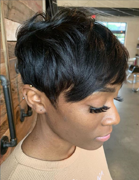 Sleek Side-Parted Pixie Haircut for Black Women