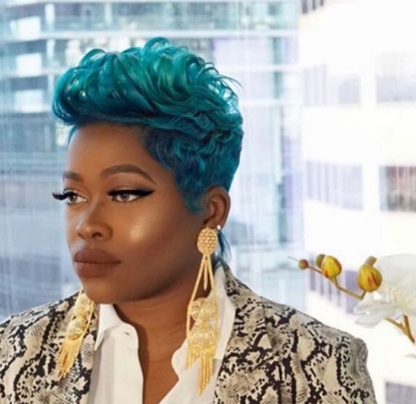 Turquoise Pixie Haircut for Black Women