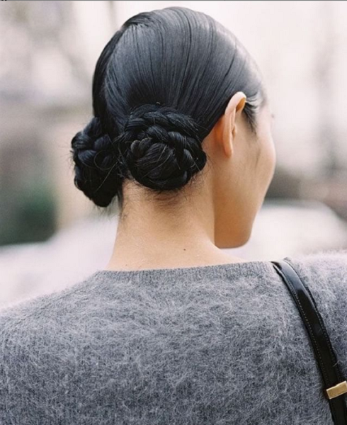 Two Braided Low Buns