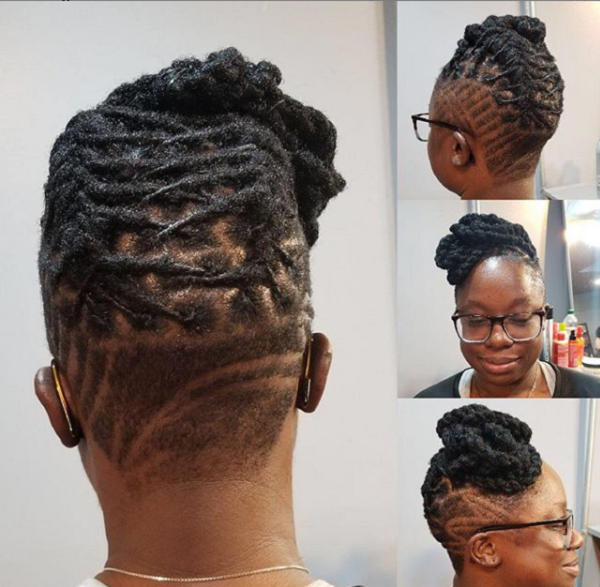Afro Braided Hairstyle with Nape and Side Undercut and Pattern