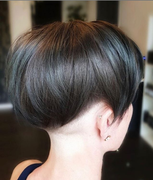 Edgy Wedge Haircut with Shaved Nape and Asymmetrical Bangs