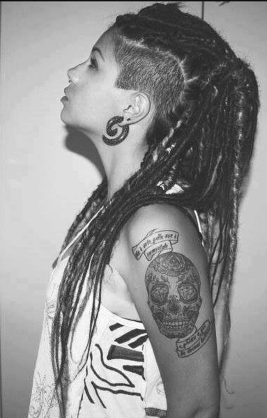 Half Shaved Hairstyle with Long Dreadlocks