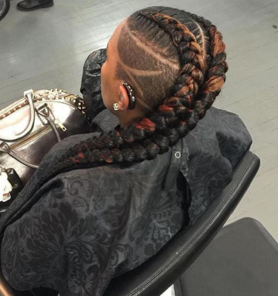 Half Shaved Hairstyle with Two Large Braids