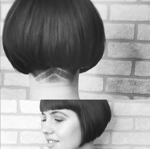 Retro Rounded Out Short Wedge Haircut with Nape Undercut and Pattern