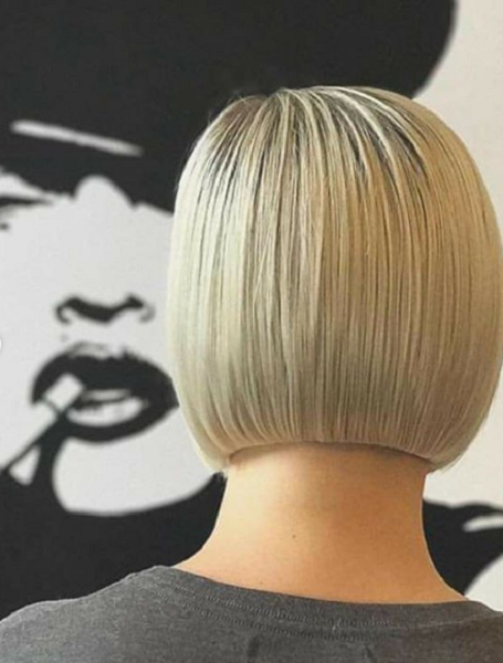 Rounded Out Blonde Wedge Haircut