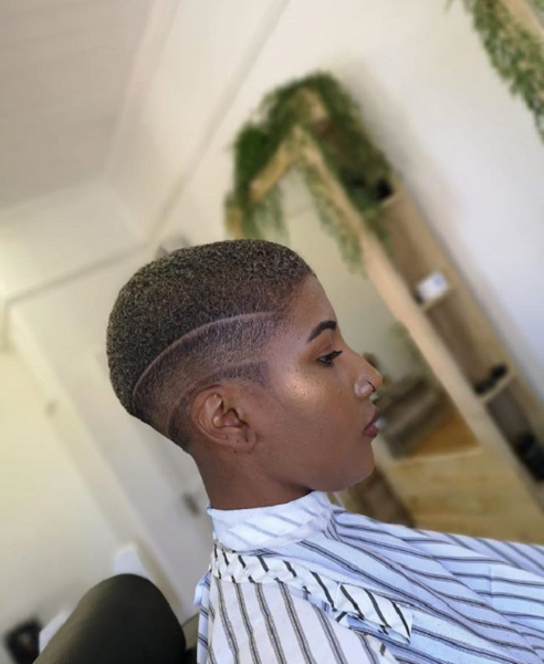 Short Faded Haircut with Side Patterns