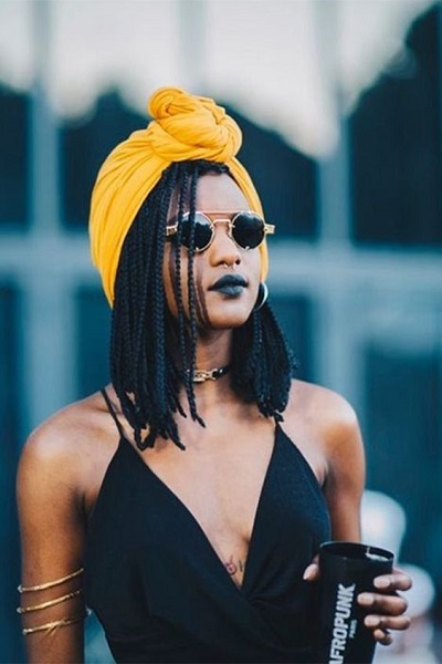 Long Senegalese Twists with Turban