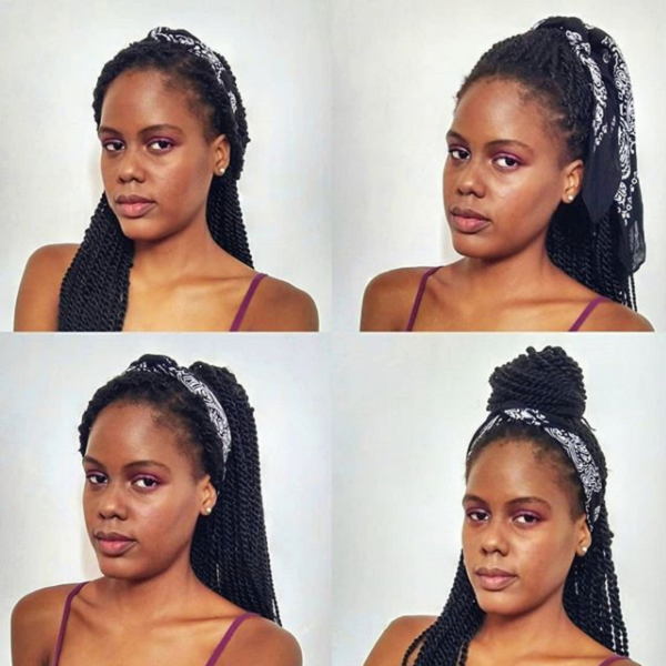 Senegalese Braids Up Dos with Bandana (4 styles)