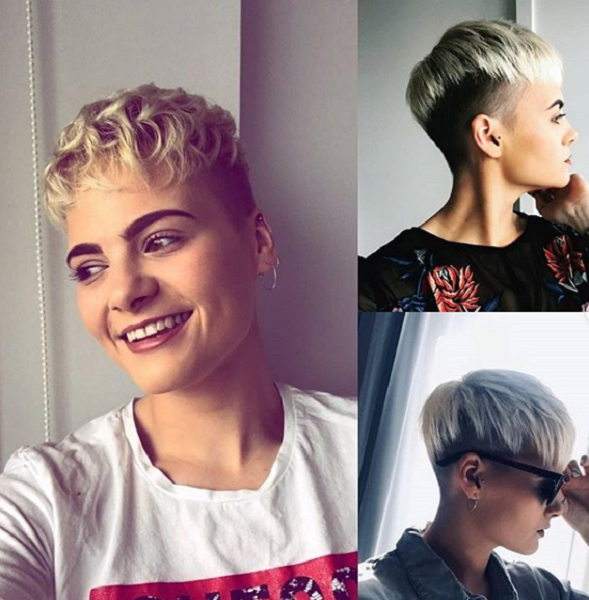 Sleek and Wavy Super Short Pixie Cut with Side and Nape Undercut & Bangs