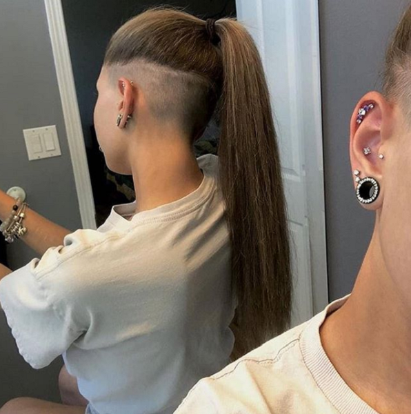 Super Long Ponytail with Side and Nape Undercuts