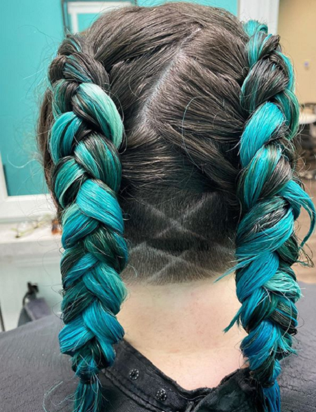 Two Zig-Zag Braids with Nape Undercut and Design