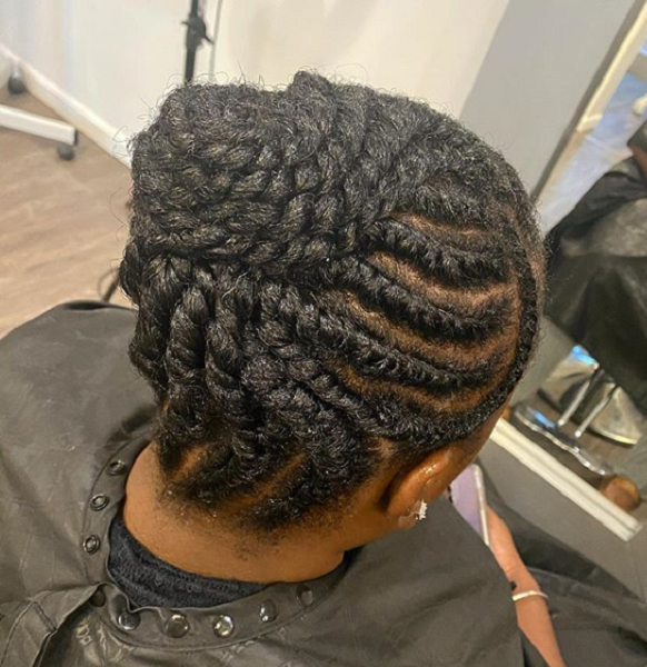Cornrow Spiral Protective Top Knot