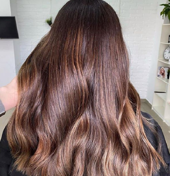 Light Chestnut Hair Color with Caramel Hues