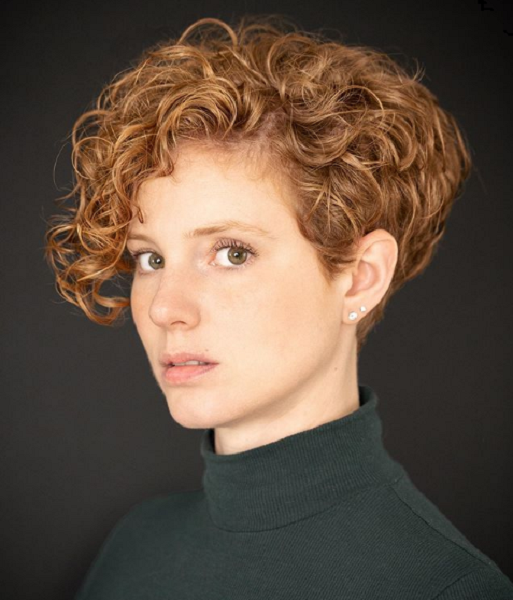 Long Curly Pixie with Side-Parted Long Curly Bangs