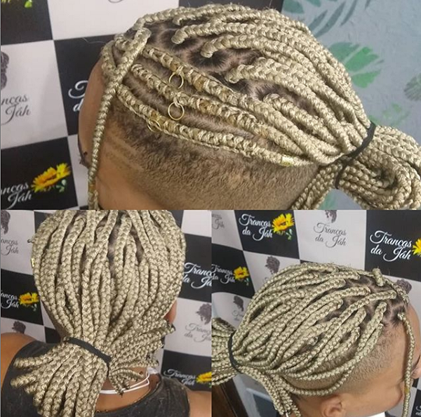 Protective Blonde Box Braids Ponytail with Accessories