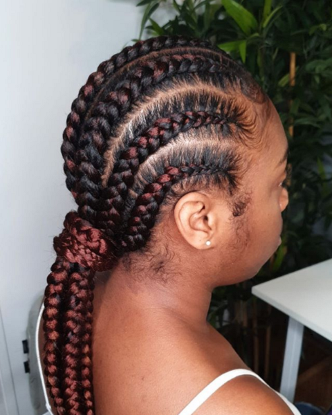 Protective Cornrows Low Ponytail