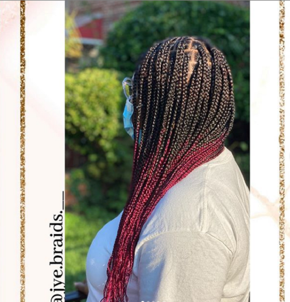 Thin Berry-Dipped Protective Box Braids Hairstyle