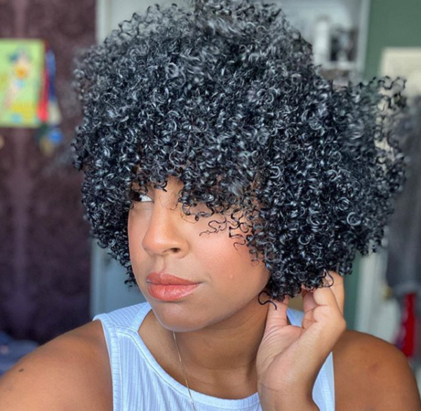 Afro Short Hairstyle with Bangs