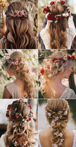 Boho Long Wavy Bridal Hairstyles (6 styles)