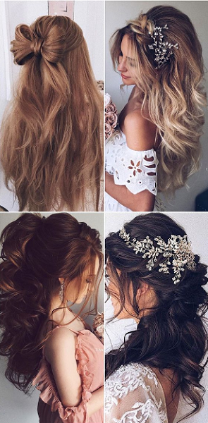 Formal Voluminous Half Up Half Down Hairstyles with Accessories and Hair Bow (4 styles)