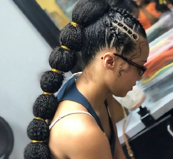 Bumpy Ponytail with Rubber Band Cornrows
